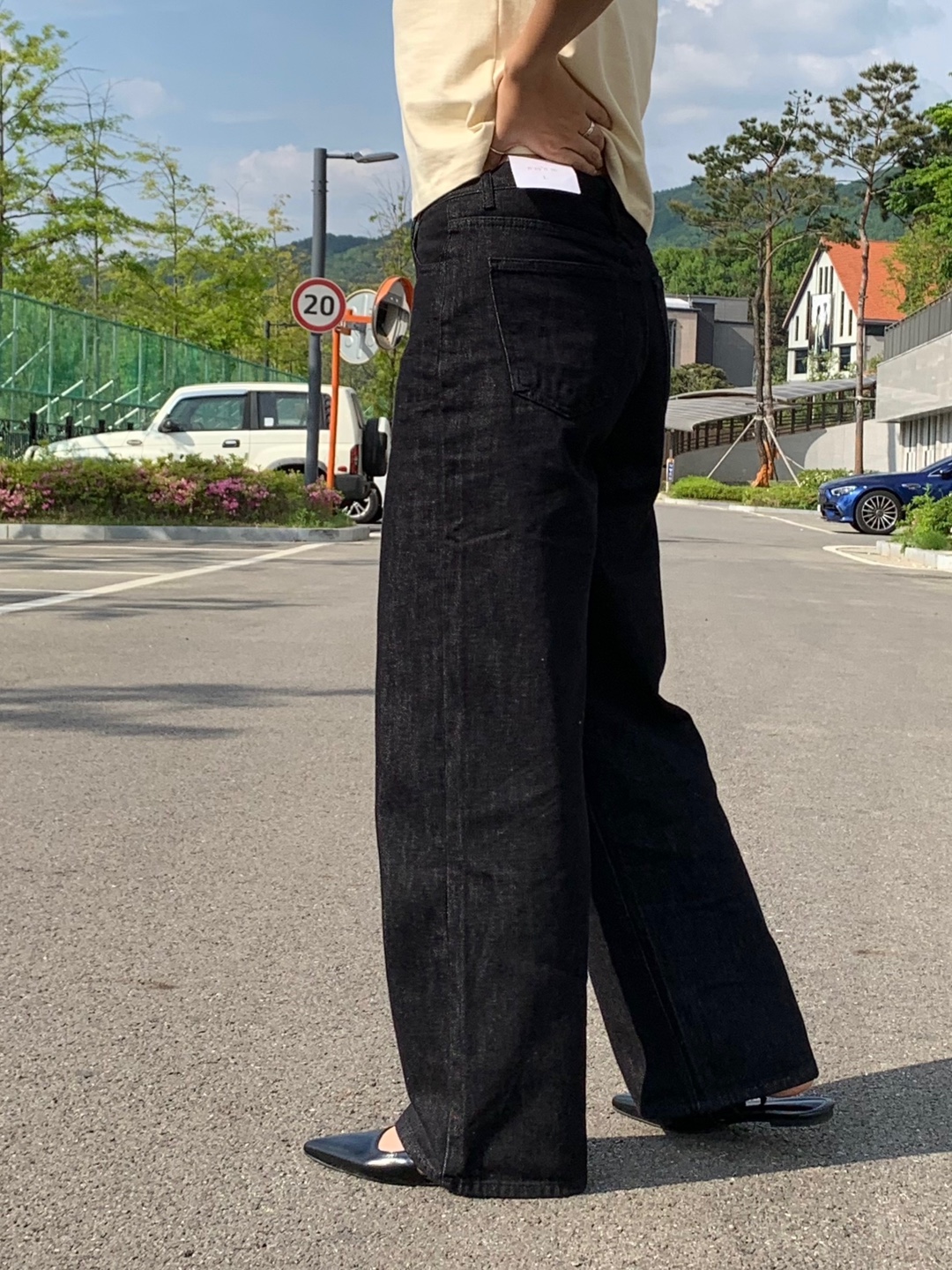 여자 논페이드 이염없는 생지데님 세미와이드청바지 이미지 6