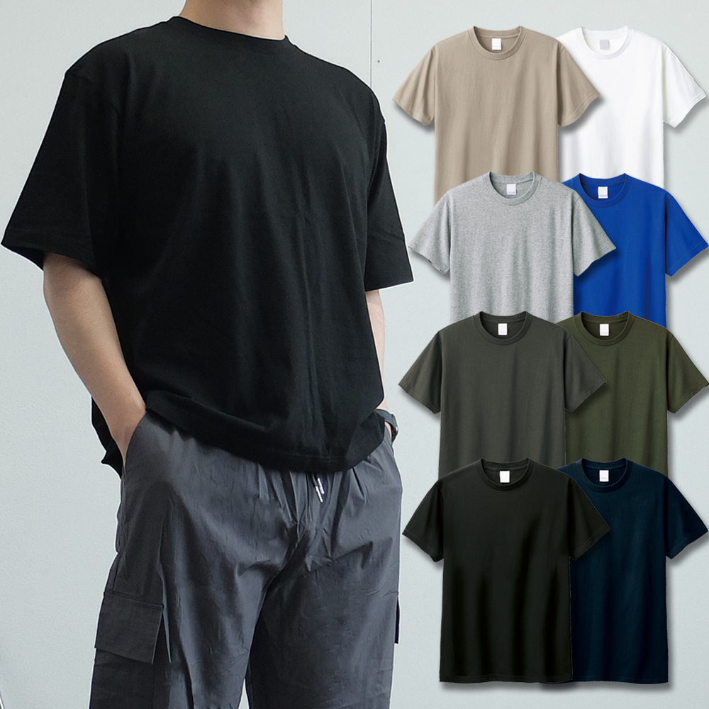 2+1 남자 오버핏반팔 무지 티셔츠 레이어드 반팔티