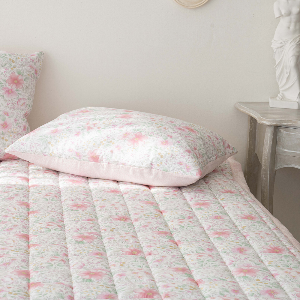 송화침장 모달패드 매트리스 고정밴드 플라워패턴 퀸 침대패드