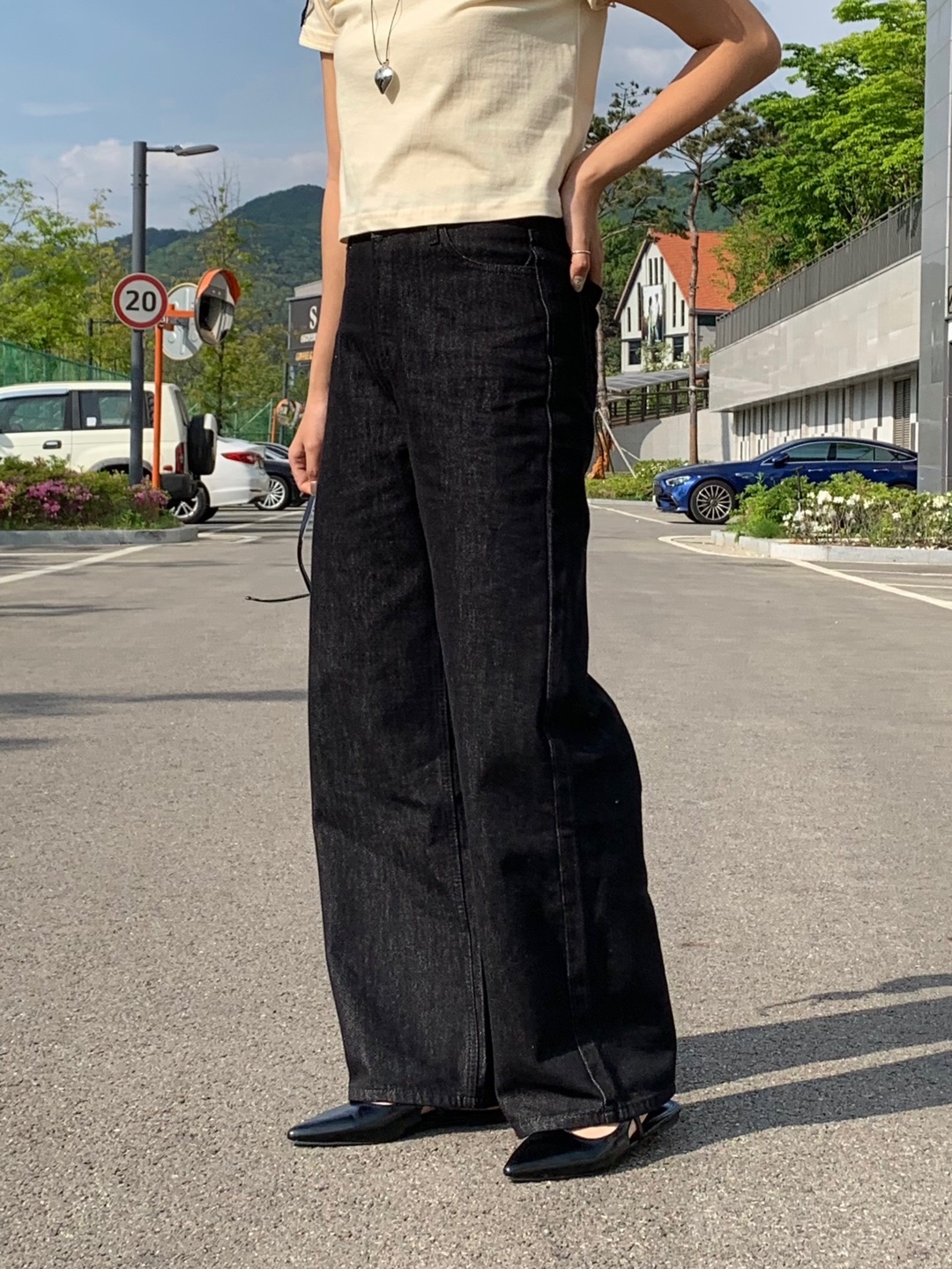 여자 논페이드 이염없는 생지데님 세미와이드청바지 이미지 7