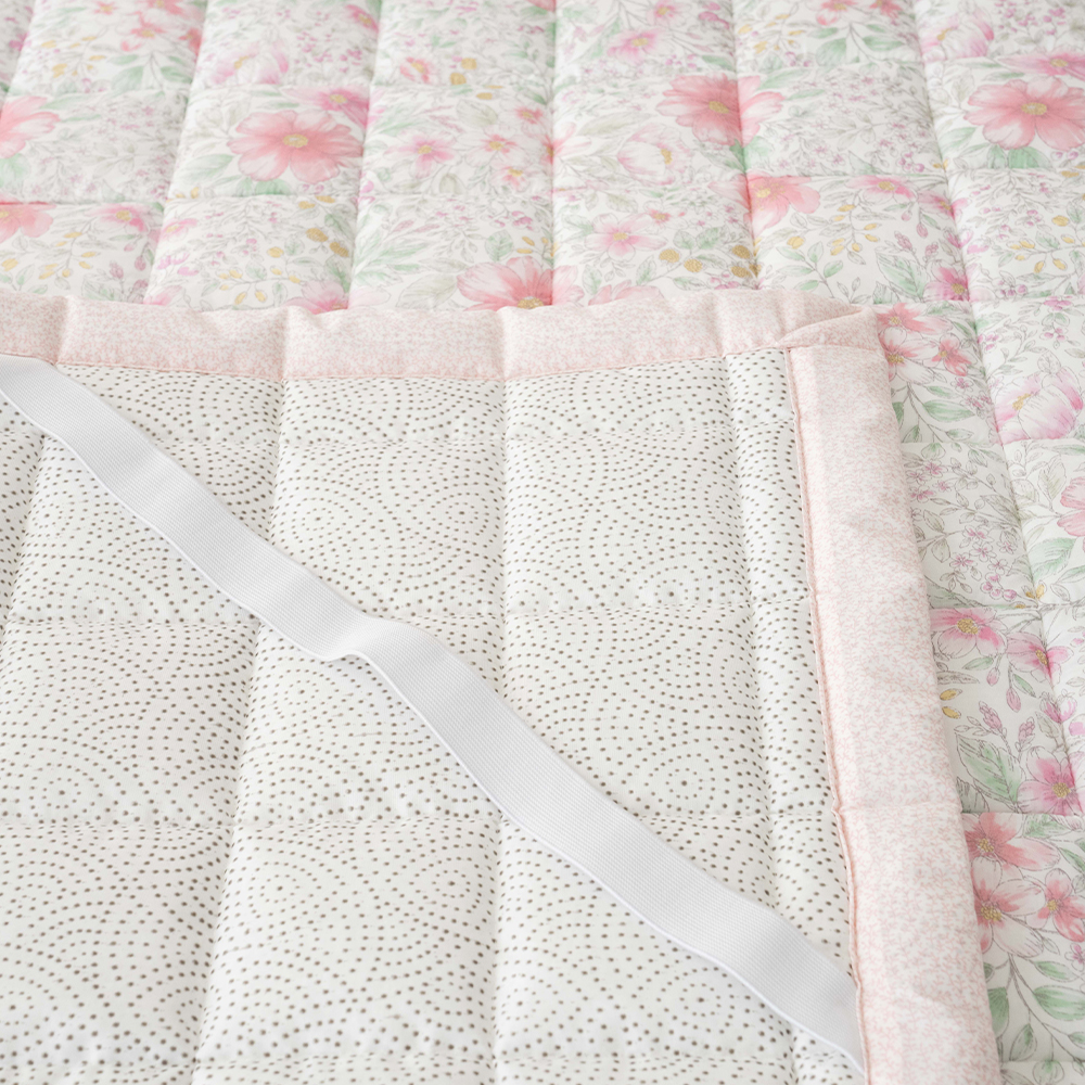 송화침장 모달패드 매트리스 고정밴드 플라워패턴 퀸 침대패드