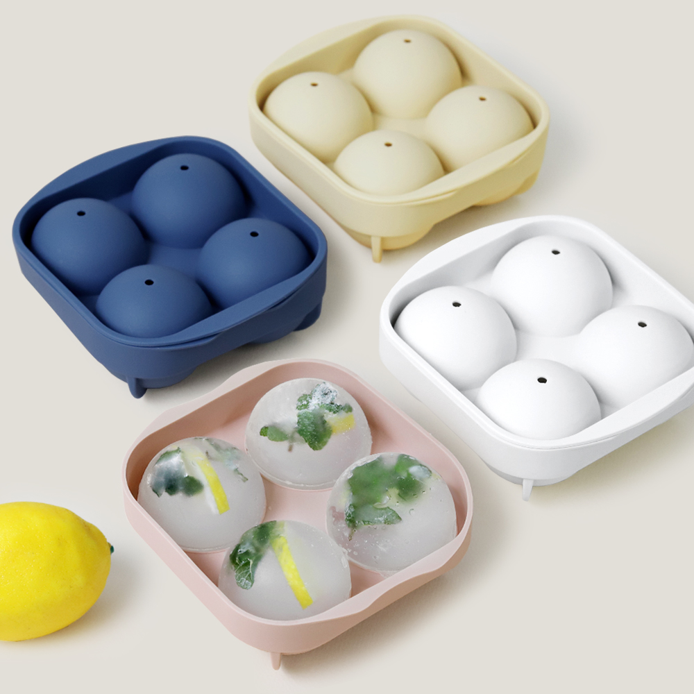 국산 실리콘 하이볼 얼음트레이 원형 얼음틀 (4구) / 왕얼음틀