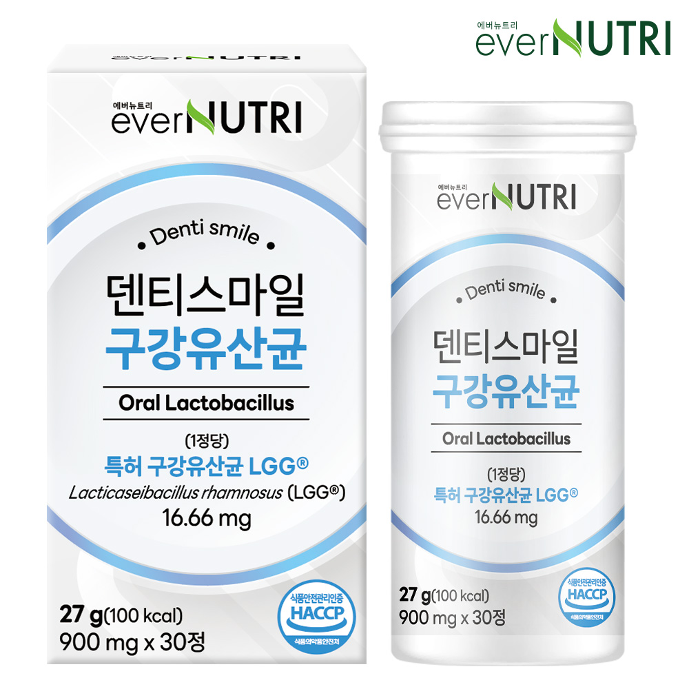 에버뉴트리 덴티스마일 구강유산균 자일리톨 특허 유산균 30정, 1개 - 상품 이미지