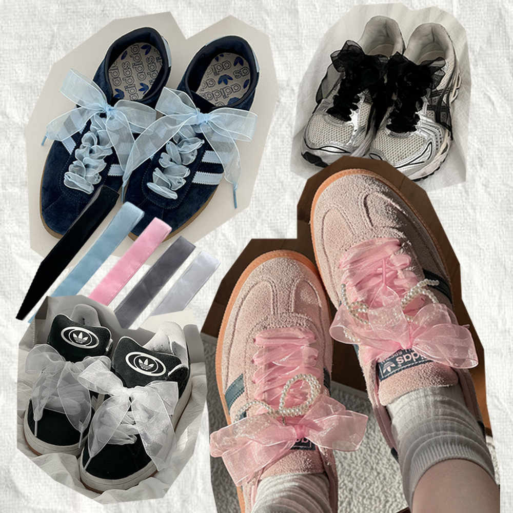 [❤당일출고❤1+1/2size] 오간자 쉬폰 운동화끈 시스루 신발 꾸미기 스트랩 신발끈 5color 상세 이미지 1