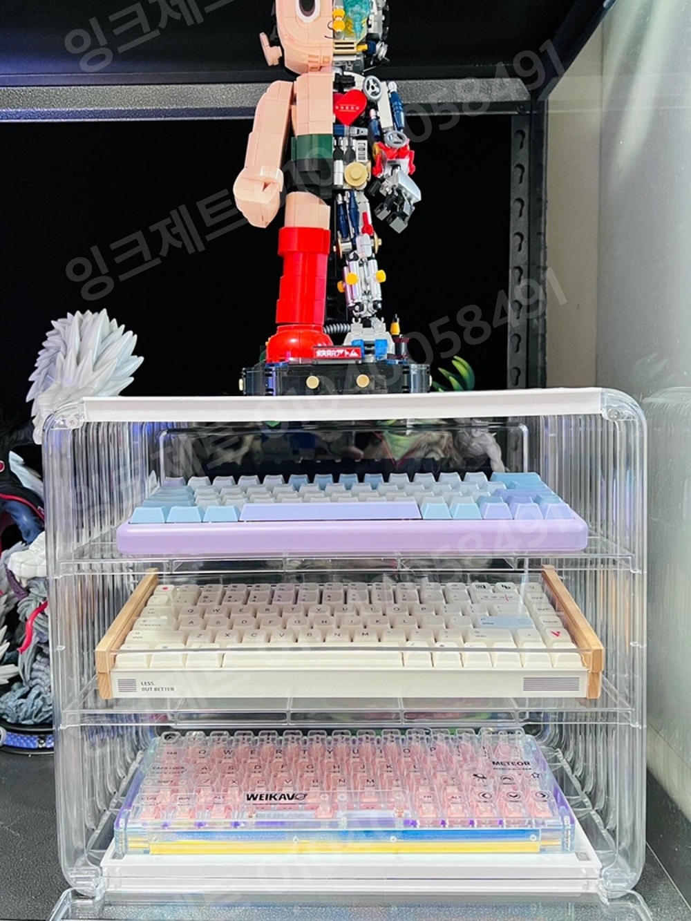 키보드 진열대 스탠드 받침대 투명 수집 트레이 방진 - 상품 이미지