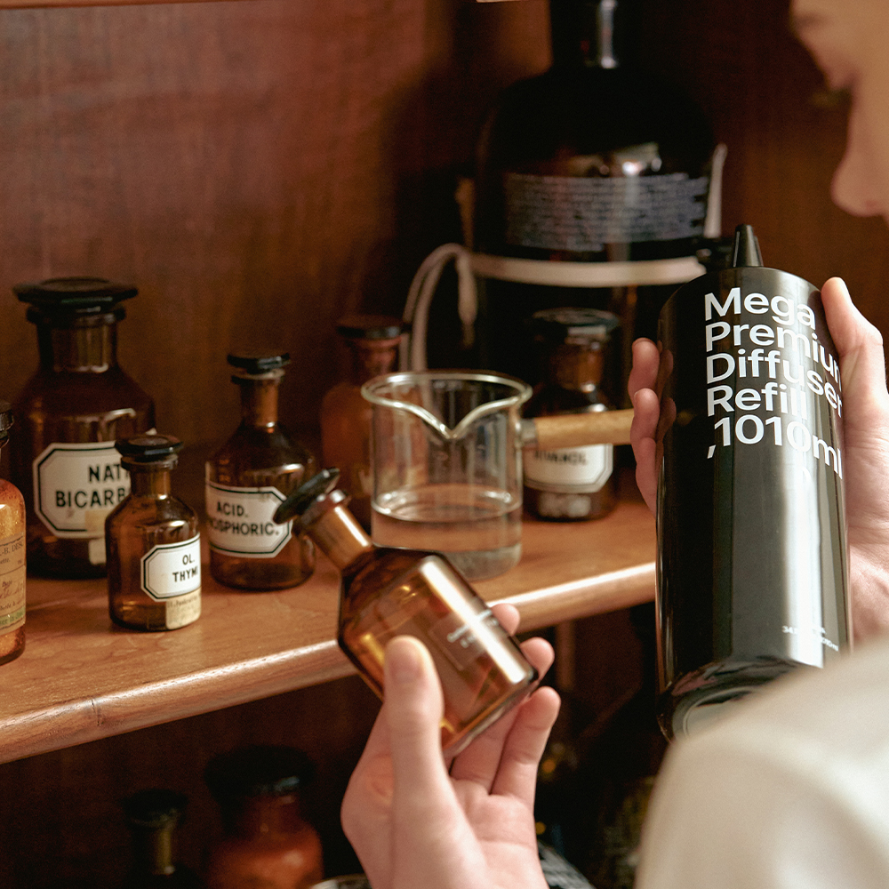 헤트라스 메가 프리미엄 대용량 디퓨저 리필 1,010ml 실내방향제 인테리어 사무실 블랙체리