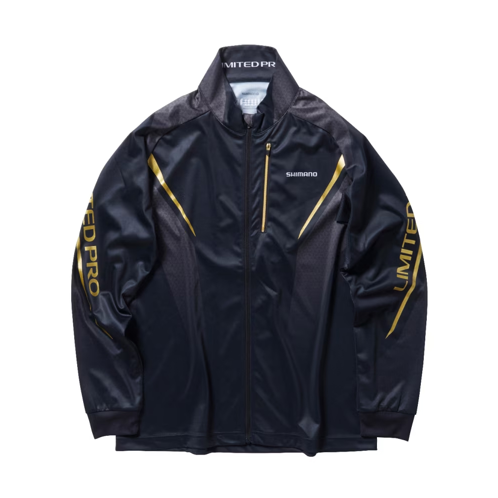 시마노 SHIMANO 24 리미티드 프로 풀 집업 셔츠 낚시복 SH-107X 블랙 레드 - 상품 이미지