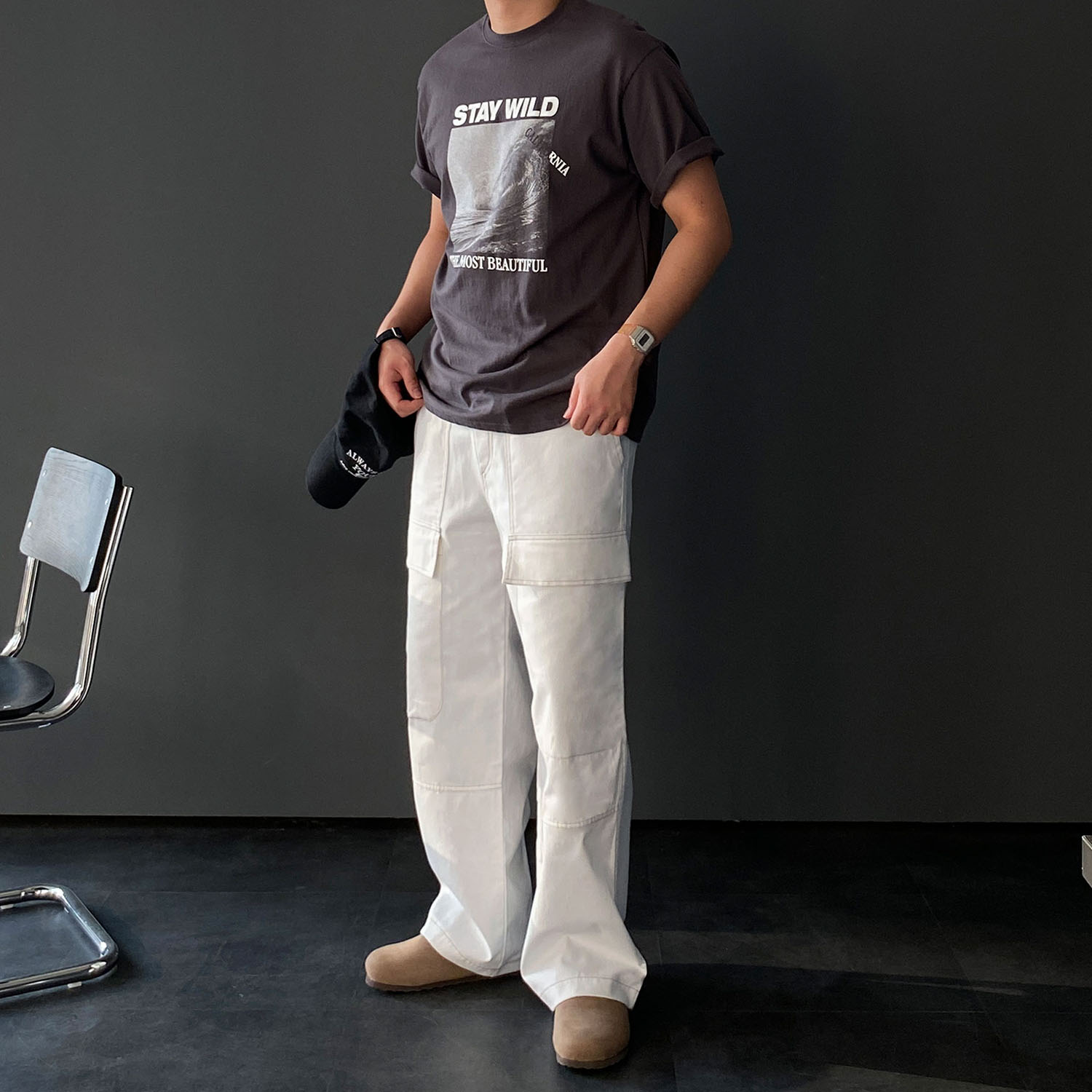 남자와이드팬츠 남자카고바지 카펜터팬츠 - 상세 이미지 3