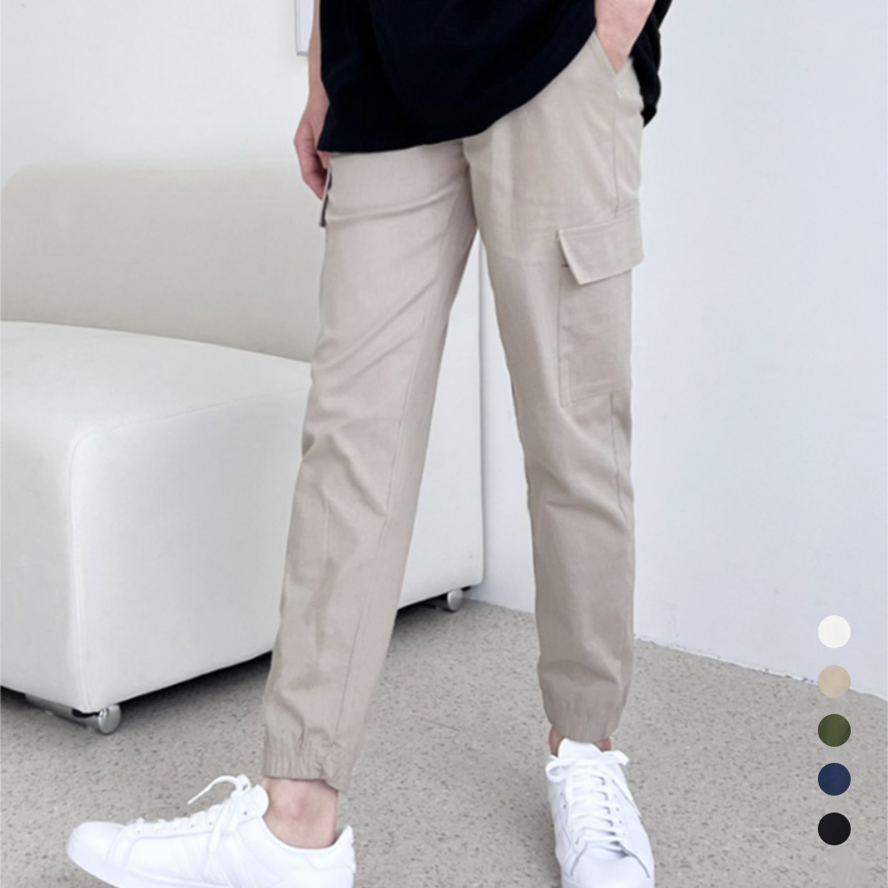 조그팬츠 남자 여름용 조거 얇은 조커 카고 린넨 마 바지 - 상품 이미지