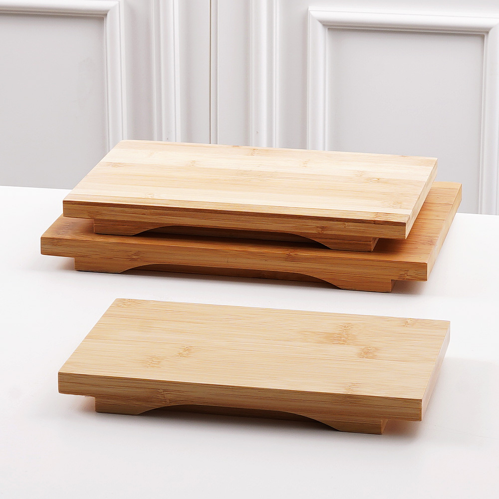 가메 대나무 도마 초밥 스시 회 고기 플레이팅 우드 보드 27x17.5cm, 갈색 - 상세 이미지 4
