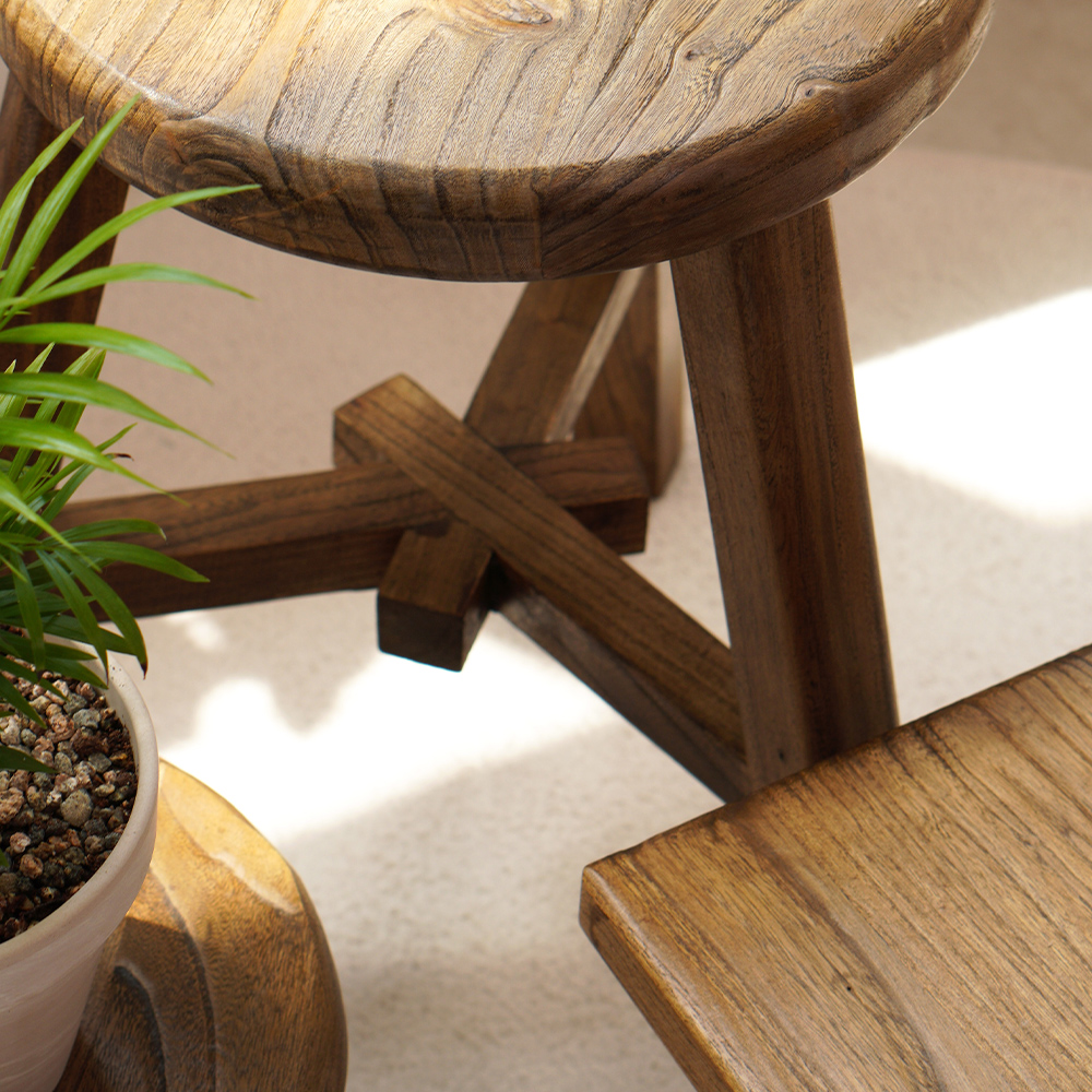 고재스툴 빈티지 원목 스툴 우드 고목나무 원형 미니 의자 화분정리 원형스툴