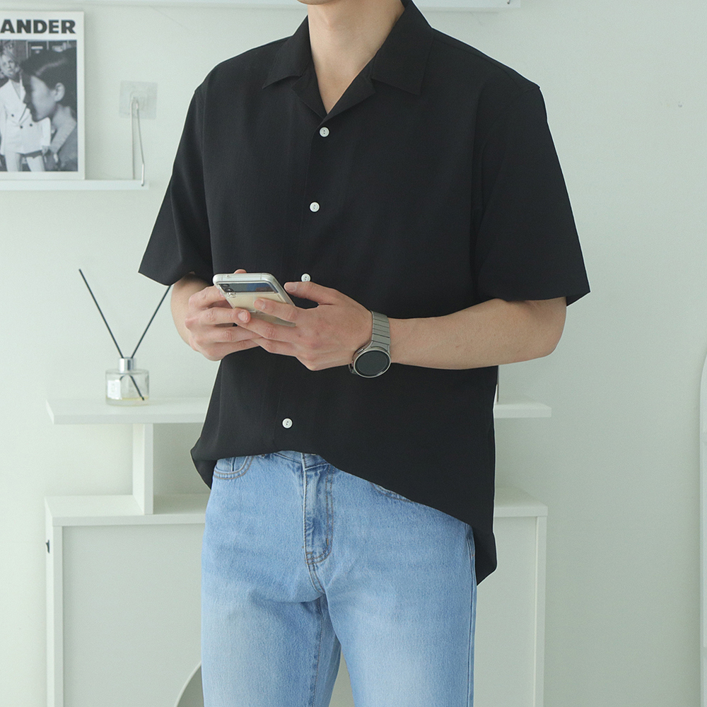 남자반팔셔츠 구김없는 오버핏 여름 남방 남자 셔츠