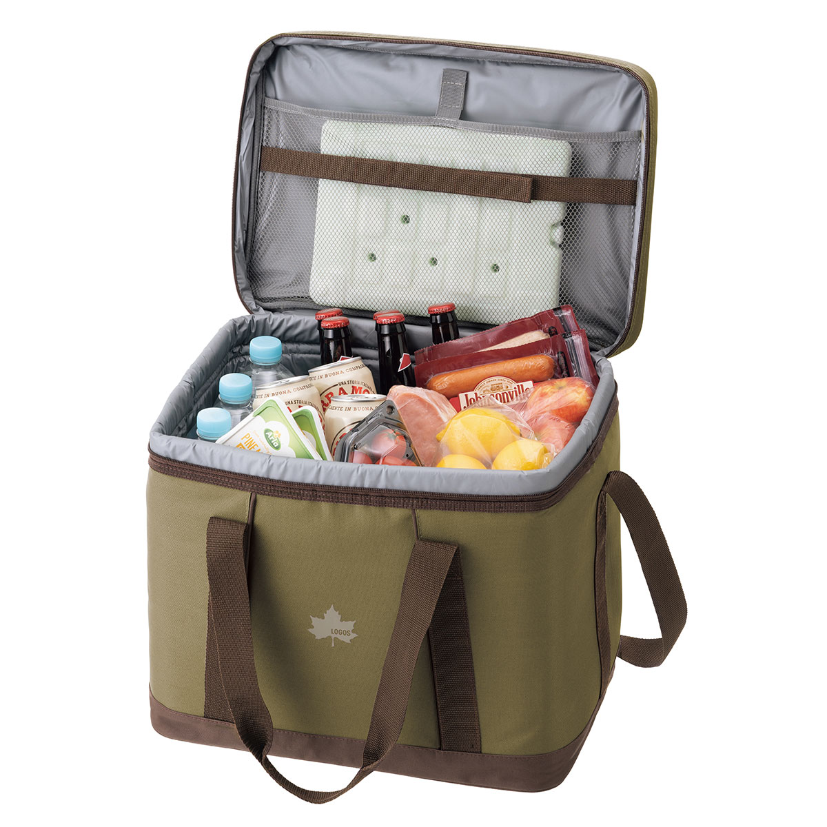 로고스 항균 보냉백 소프트쿨러 25L, 카키베이직