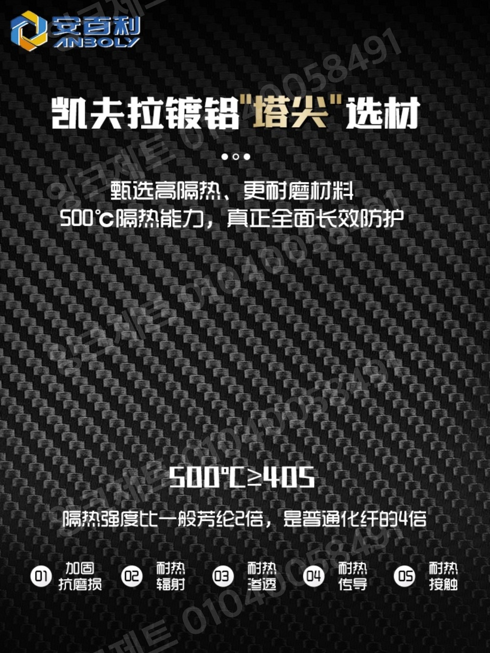 방화장갑 1000도 캠핑 주방 작업용 알곤 장피 손목 고온 - 상세 이미지 2