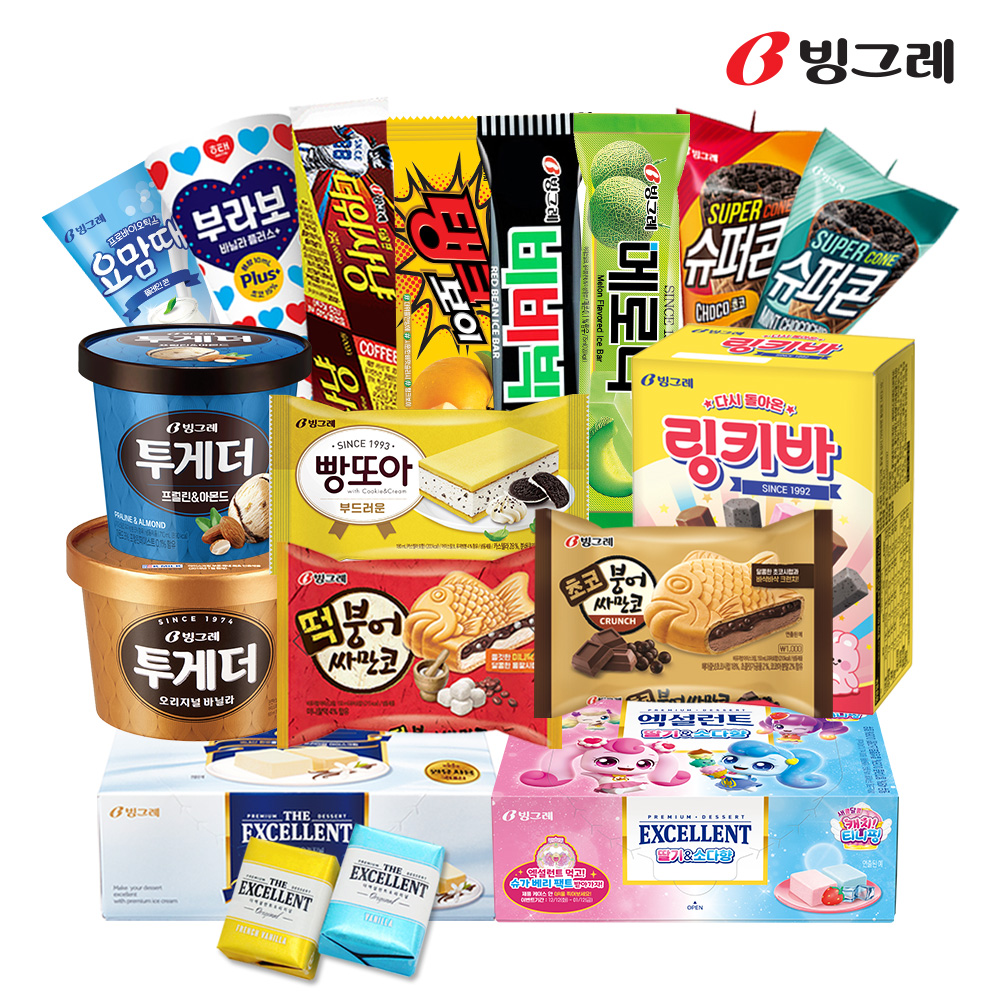 빙그레 아이스크림 골라담기 /메로나 비비빅 붕어싸만코 빵또아 투게더 엑설런트 요거트아이스크림 - 상품 이미지