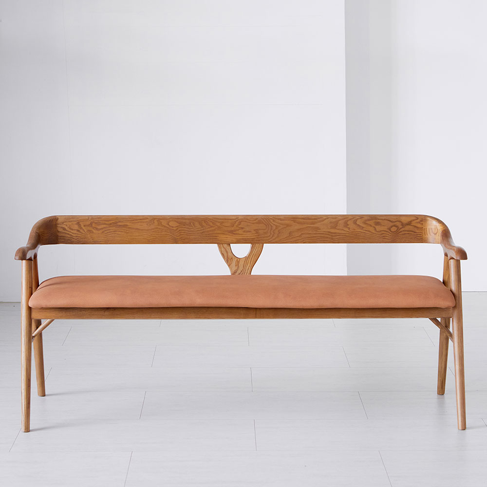 스코나 버튼스 물푸레 애쉬 원목 아쿠아누벅 패브릭 3인 등받이 벤치 의자 1500