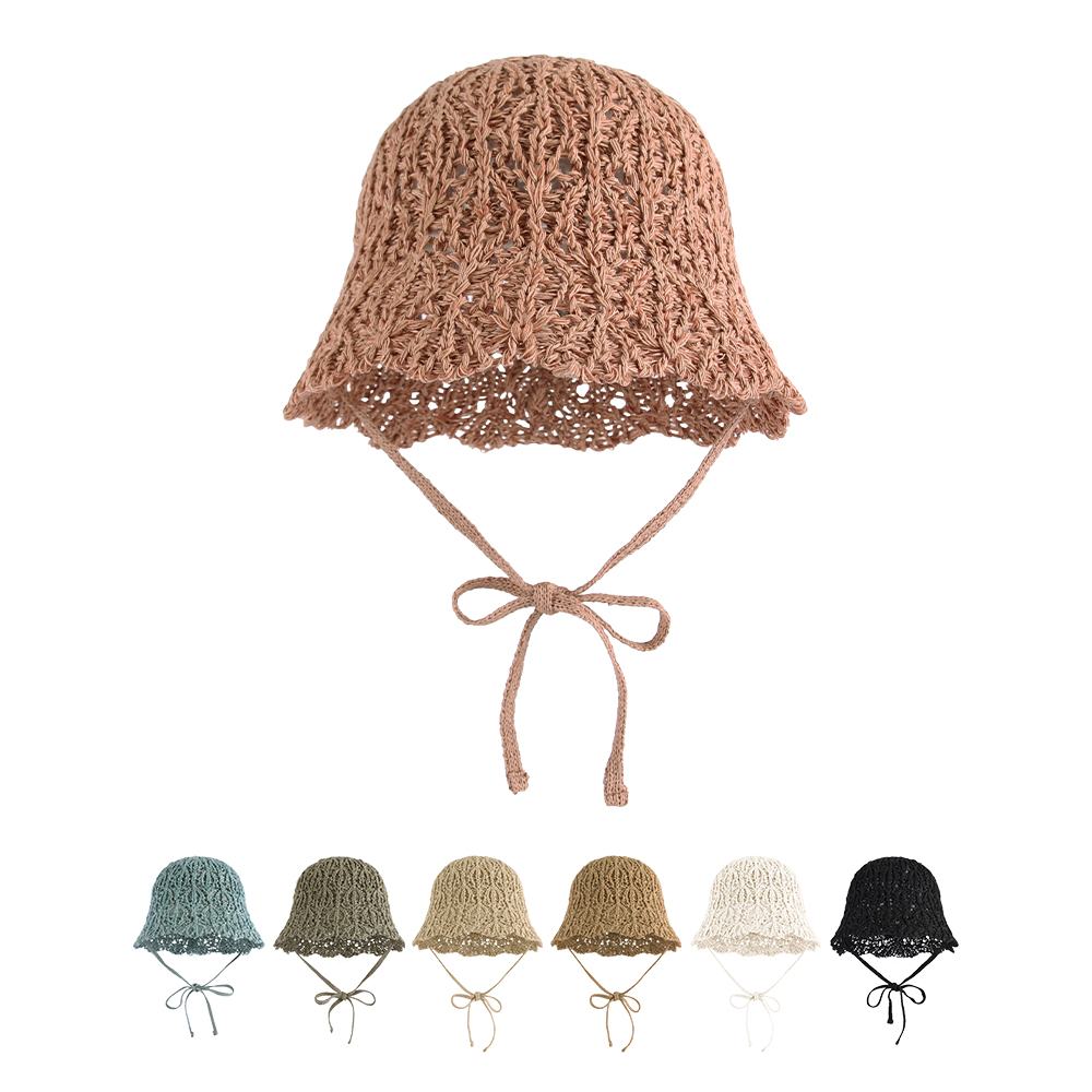 국내생산 시원한 뜨개 니트 지사모자 여름 여성 턱끈 여자 휴양지 벙거지모자
