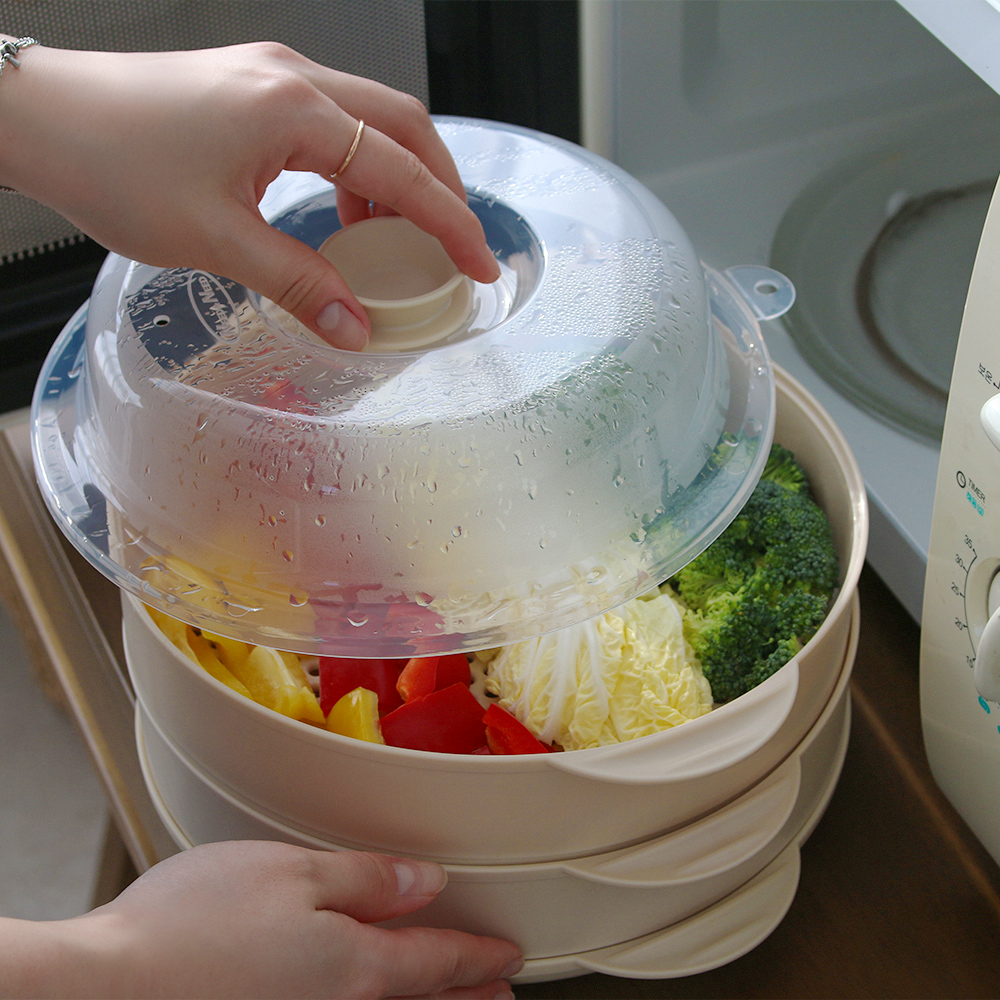 대용량 전자레인지 계란 양배추 2단 찜기 용기 전자렌지 냄비