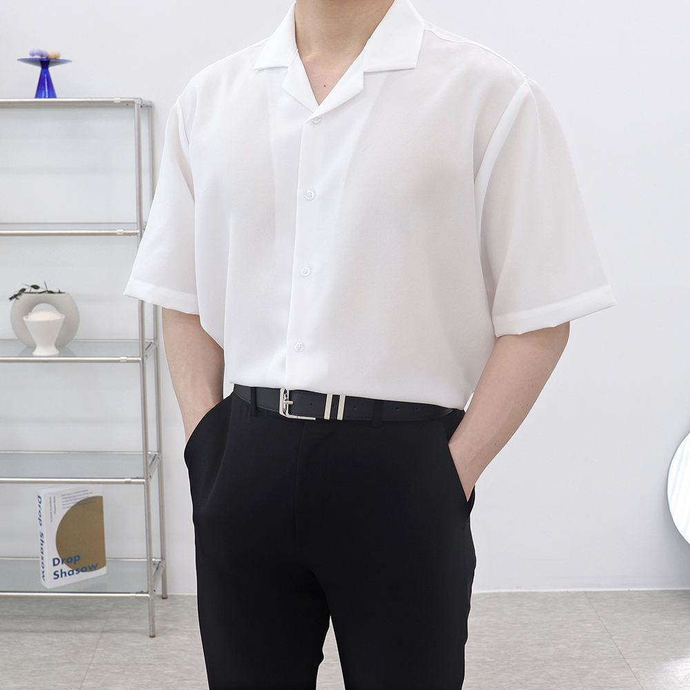 오픈카라반팔셔츠 링클프리반팔셔츠 남자린넨남방 이미지 8