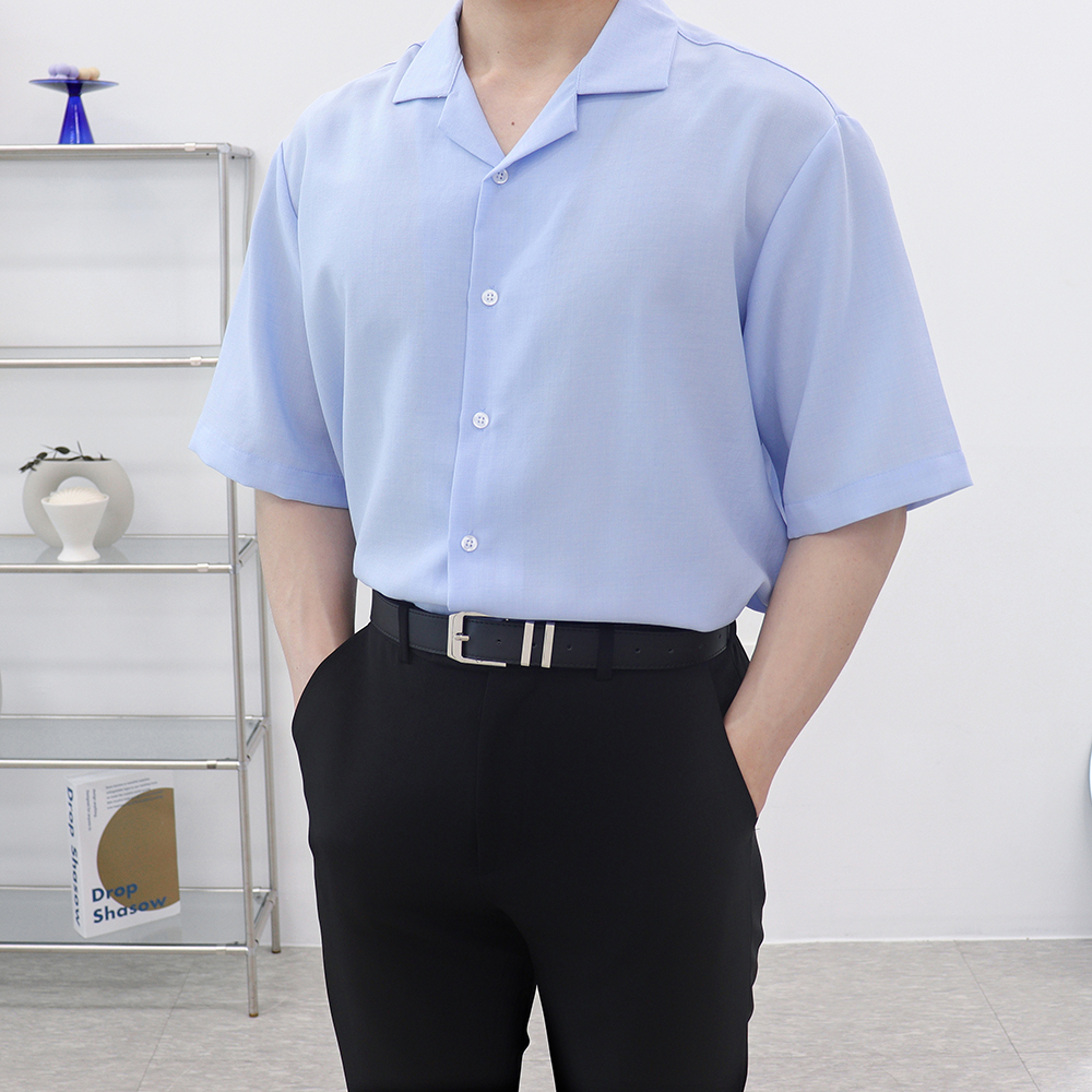 오픈카라반팔셔츠 링클프리반팔셔츠 남자린넨남방 - 상세 이미지 4