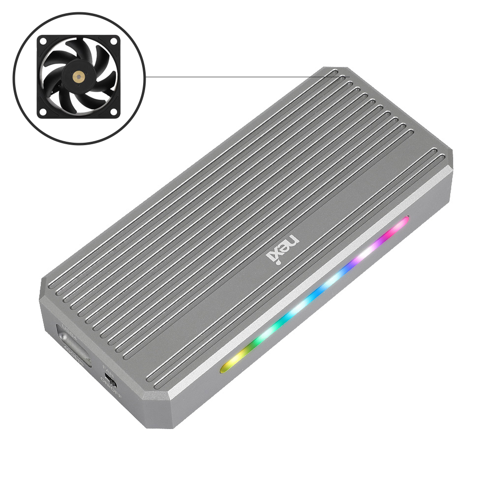 썬더볼트4 외장 케이스 40Gbps RGB M.2 NVMe SSD 인클로저 쿨러 쿨링팬