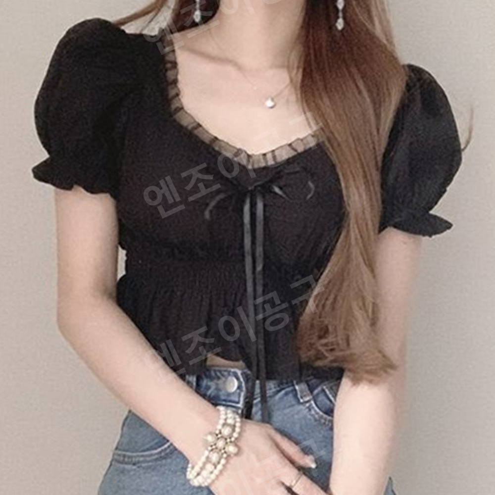 mini 핑계고 15화 카리나 블라우스 레이스 리본 의상 옷 패션 - 상세 이미지 4