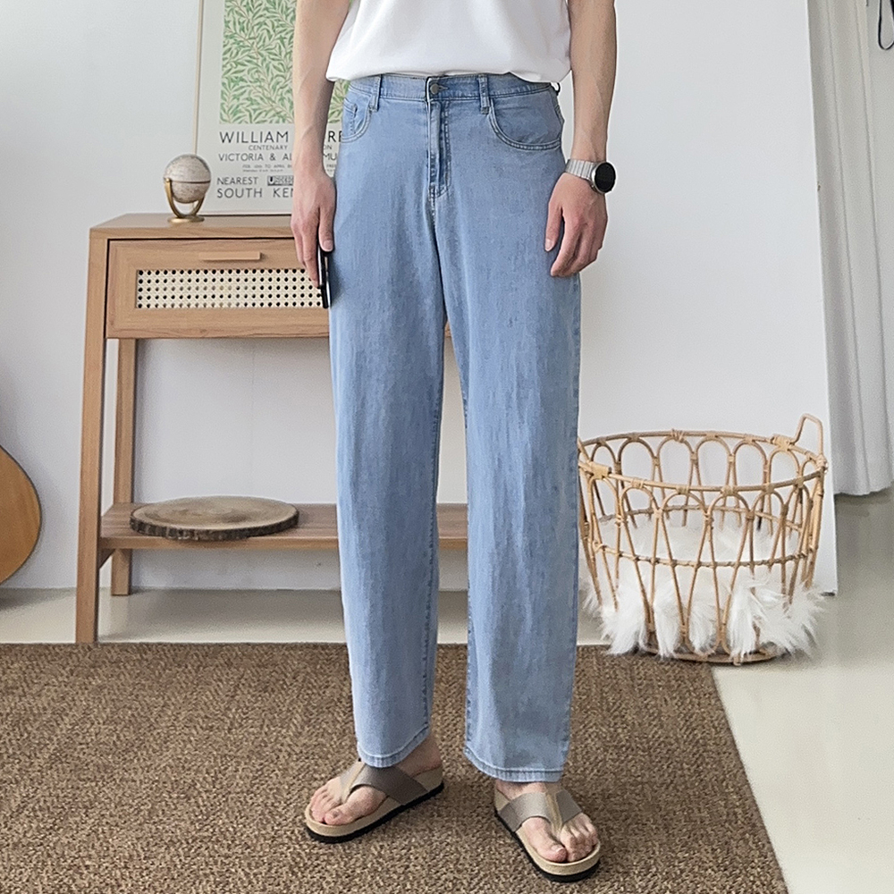 남자와이드청바지 여름 냉장고 9부 10부 남자 청바지