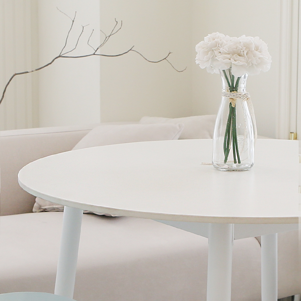 플럼 2인용 세라믹식탁 포세린 화이트 원형 식탁 세트 850 의자 2개