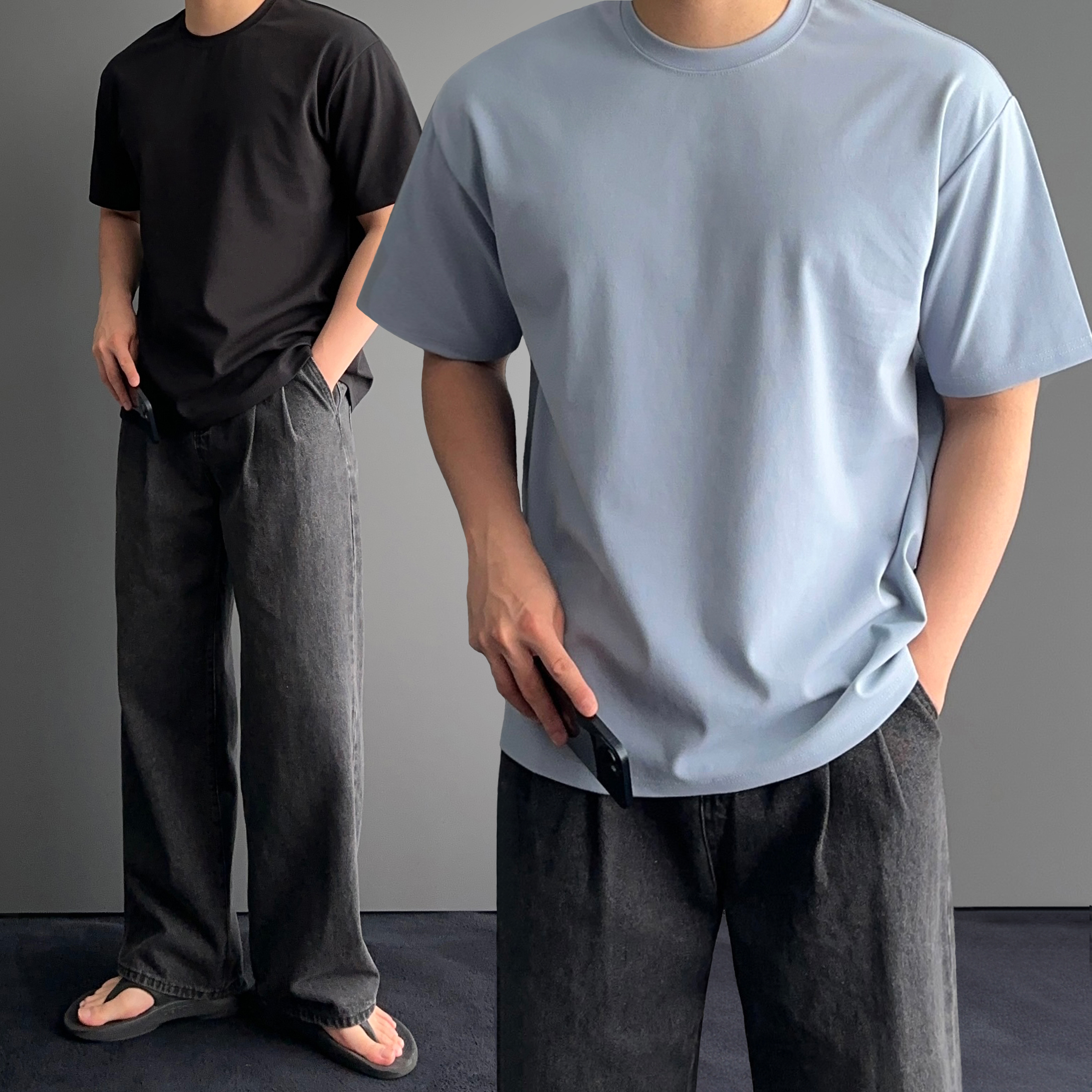 쿨티셔츠 무지티셔츠 남자오버핏반팔 - 상품 이미지