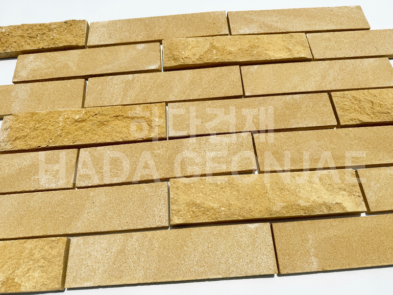 라임스톤 평스톤 혹두기스톤 혼합 시공 예시 / 하다건재 천연석타일