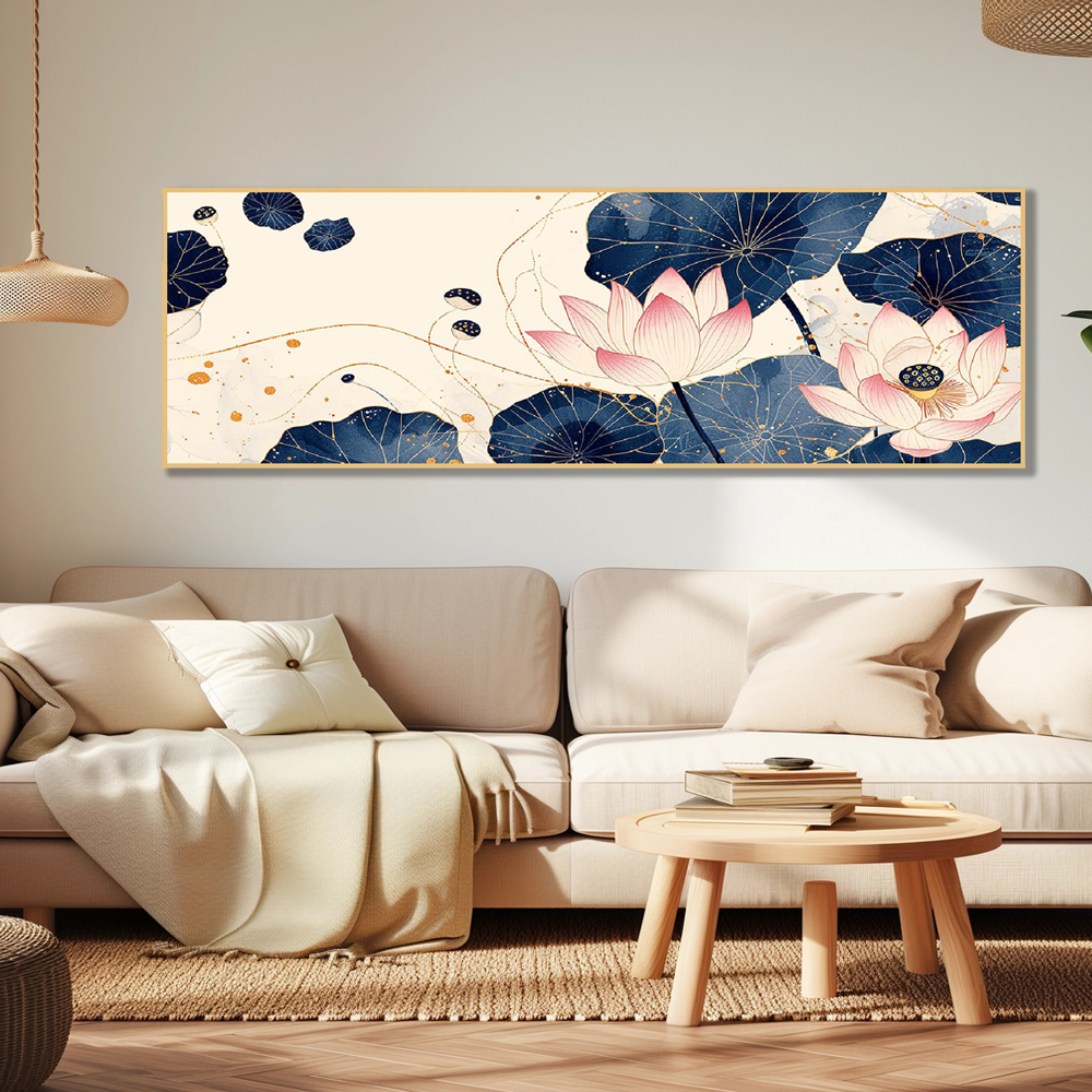 풍요연꽃 160x50cm 무광골드 알루미늄 액자 - 상세 이미지 2