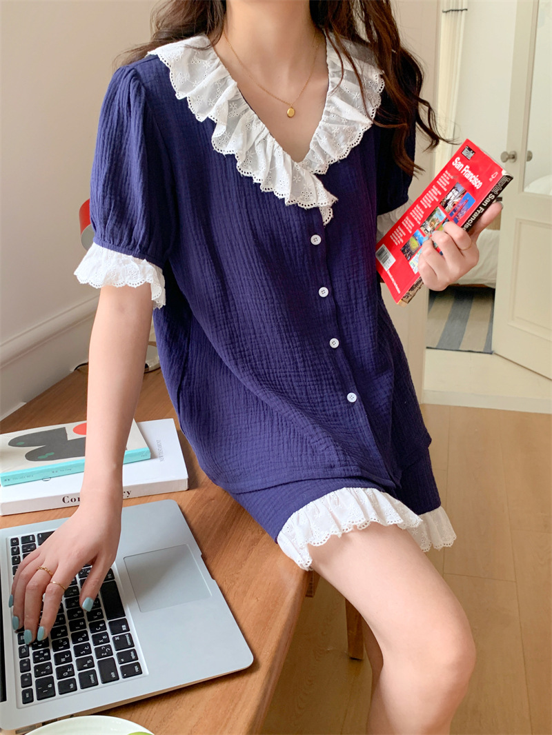 [커플잠옷] (하이디잠옷세트) 여름잠옷 연인 신혼 반팔 반바지 편한 요루면 파자마 투피스 상세 이미지 3