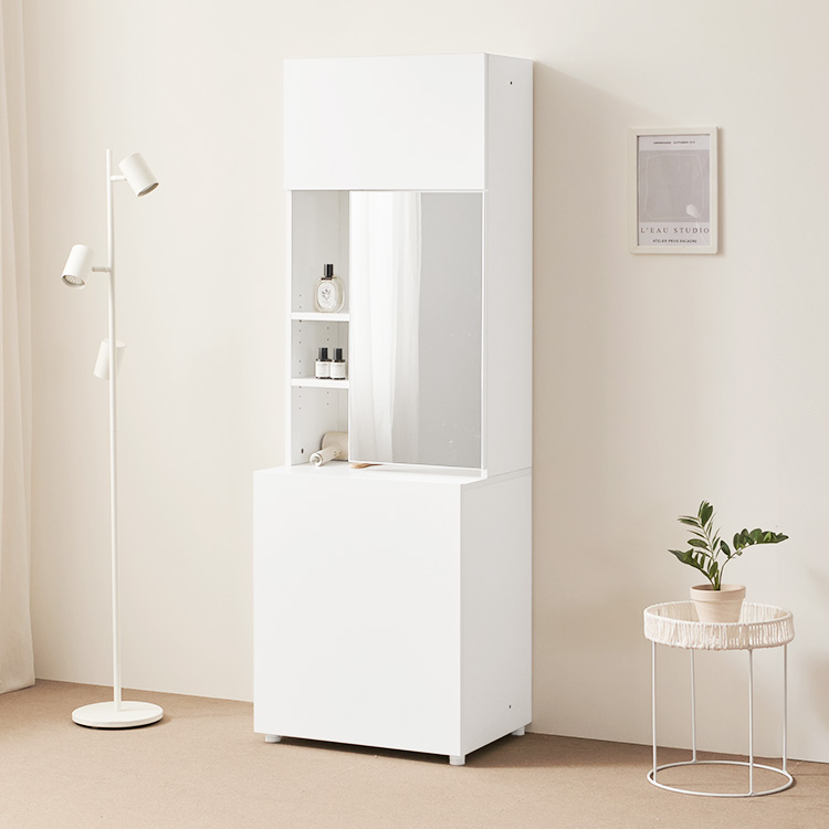 e스마트 와이즈 틈새 거울 수납 화장대 600