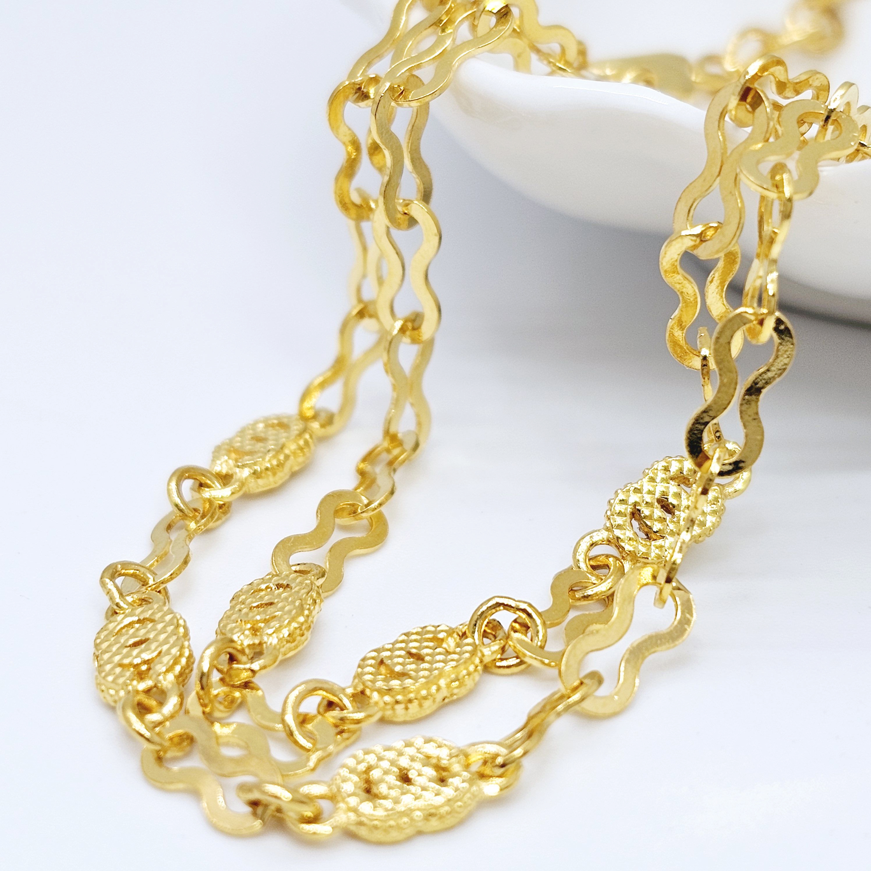 24k 링 체인 두줄 여자 순금팔찌 - 상세 이미지 4
