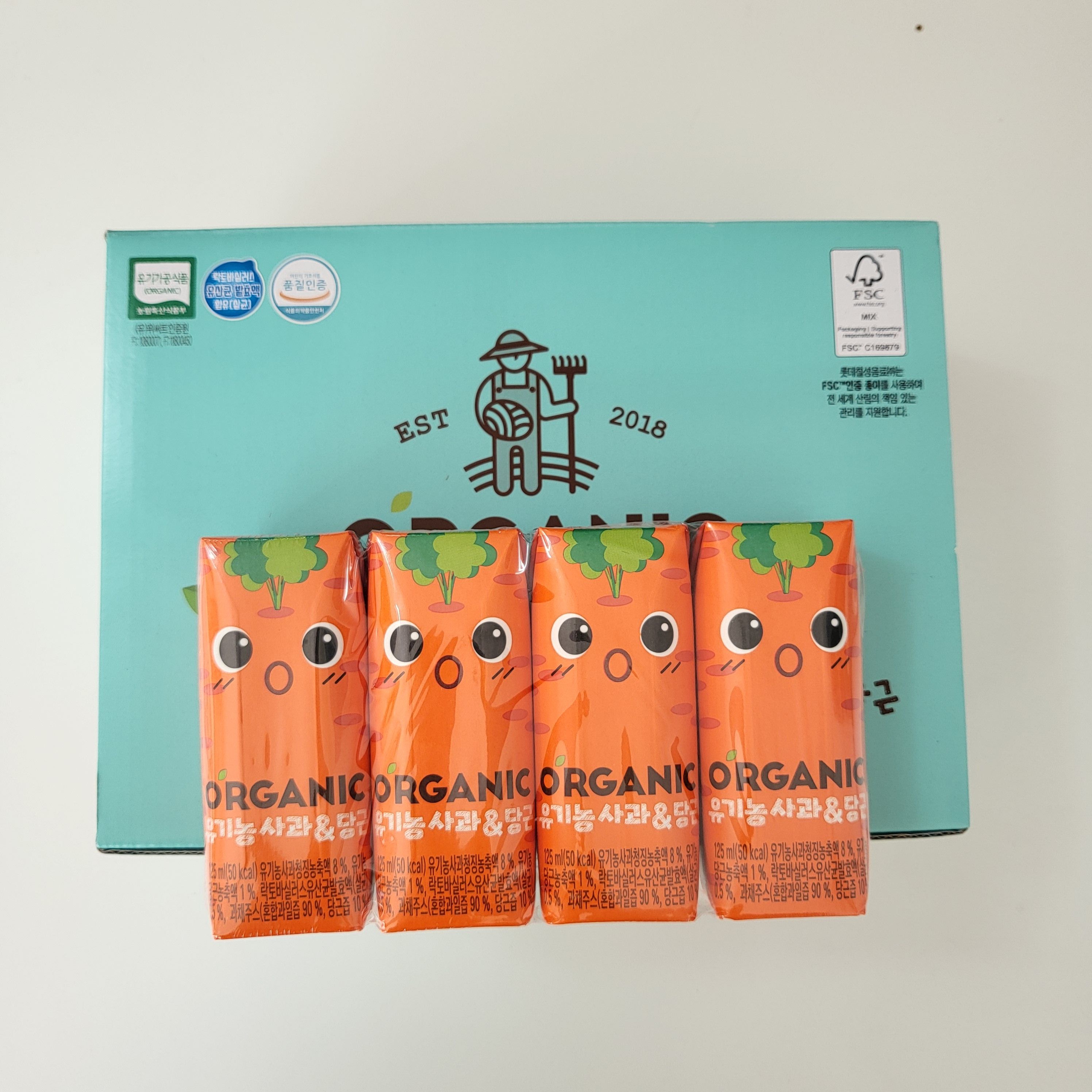 ORGANIC 사과 당근 오가닉주스 유기농 쥬스 쥬스 125ml X 24개 - 상품 이미지