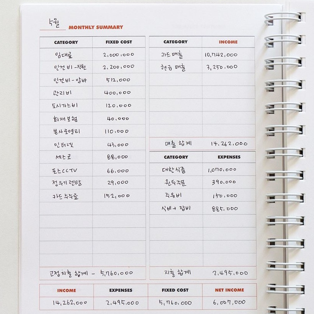 자영업자 만년 다이어리 데일리 6개월 다이어리 이미지 6
