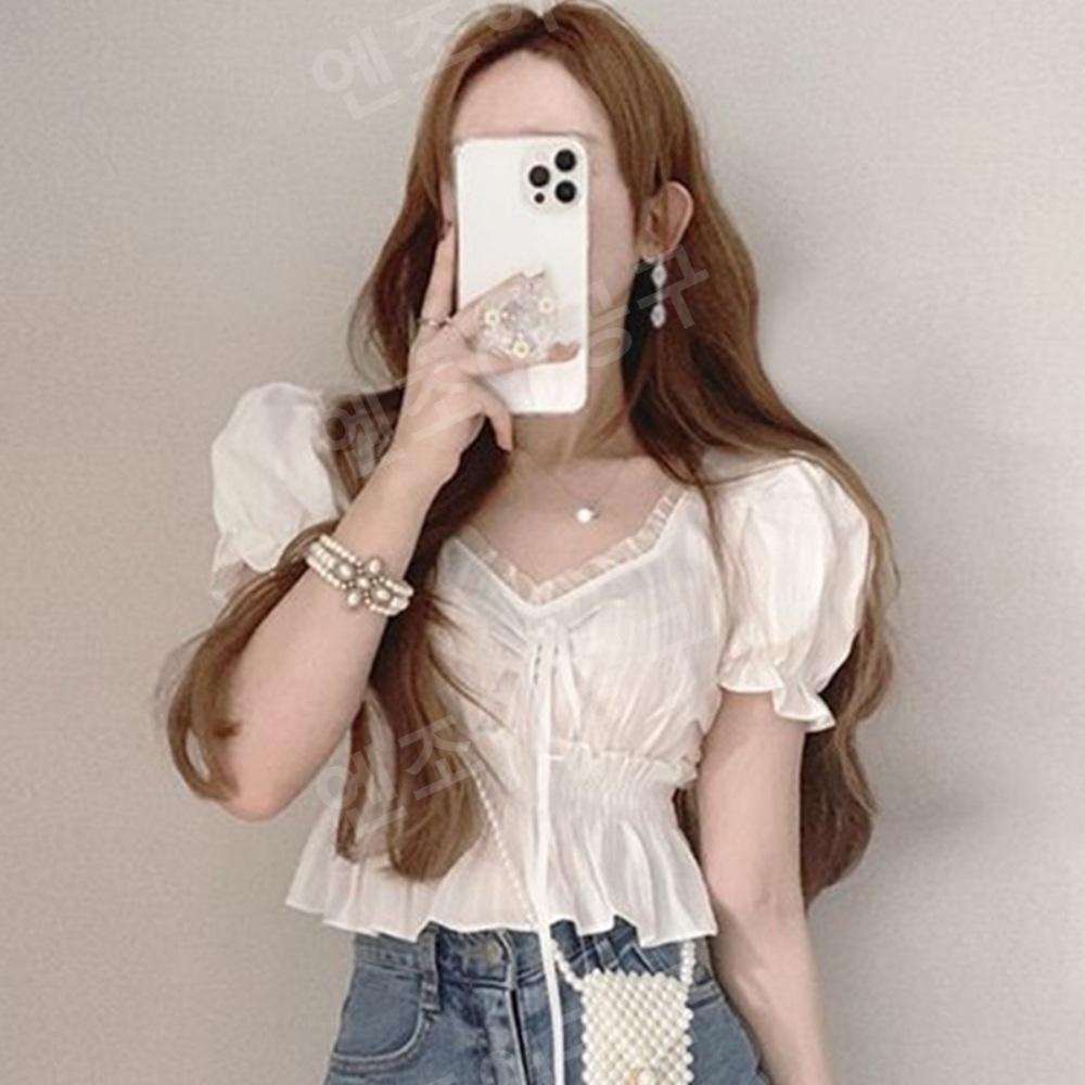 mini 핑계고 15화 카리나 블라우스 레이스 리본 의상 옷 패션 - 상세 이미지 5