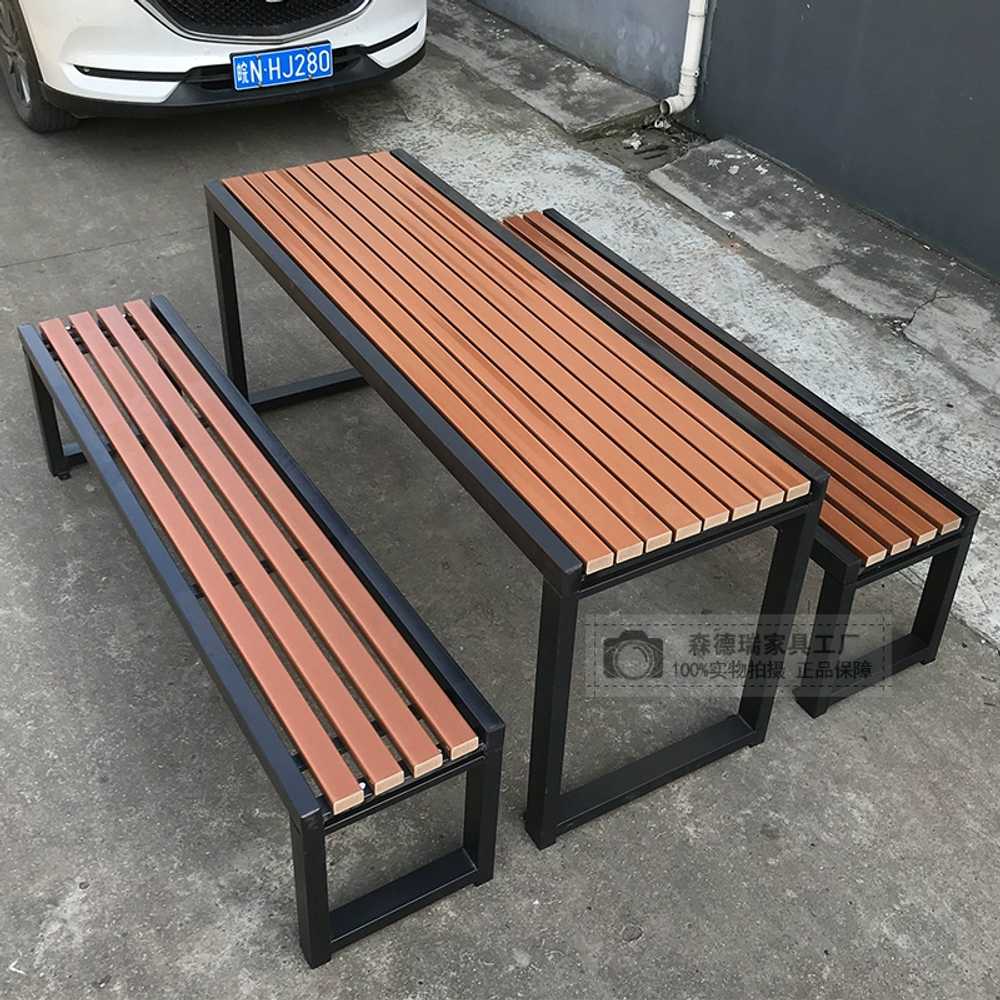 목재 야외 테이블 정자 식탁 접이식 빌라 안뜰 벤치 1m - 상세 이미지 3