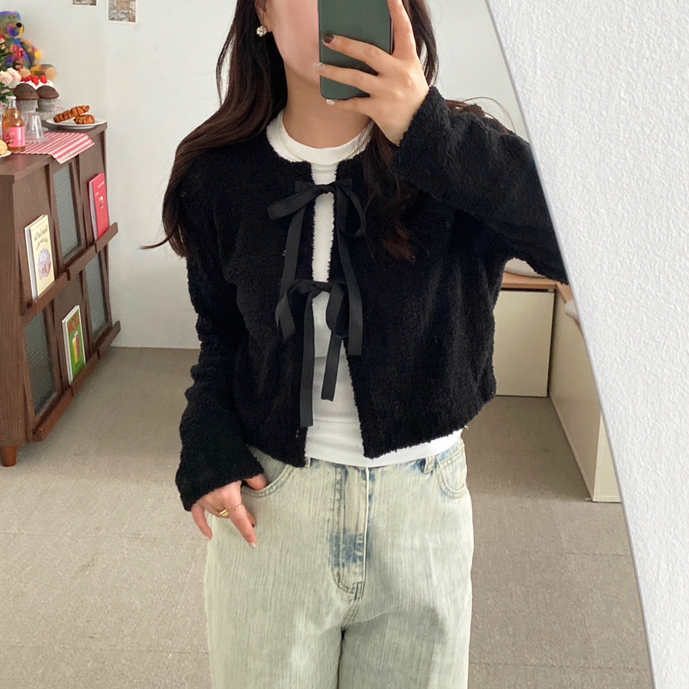 볼레로가디건 크롭볼레로 부클가디건 - 상세 이미지 5