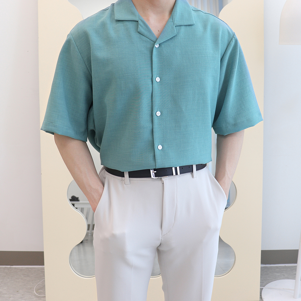 오픈카라반팔셔츠 링클프리반팔셔츠 남자린넨남방 - 상세 이미지 5