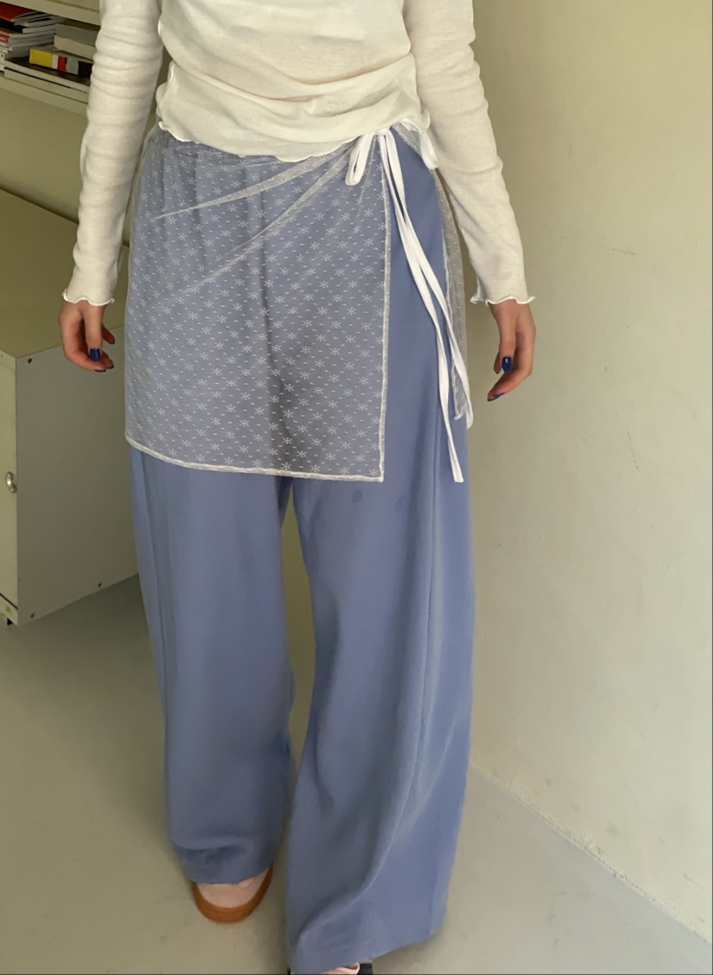 레이어드스커트 시스루 레이스 랩스커트 - 상세 이미지 5