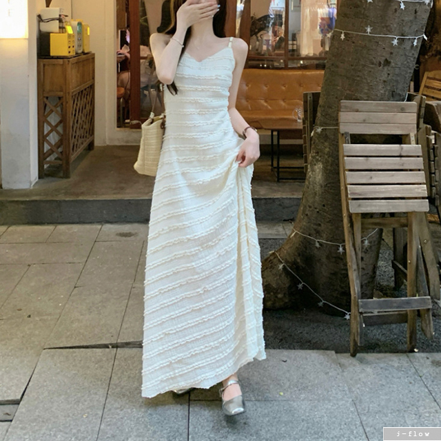 스페이 브이넥 나시 프릴 레이스 맥시 롱 원피스 2col 여름 슬림 A라인 제이플로우 이미지 7