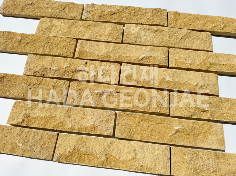 라임스톤 300x70x25T 혹두기스톤 옐로우 / 하다건재 천연석타일