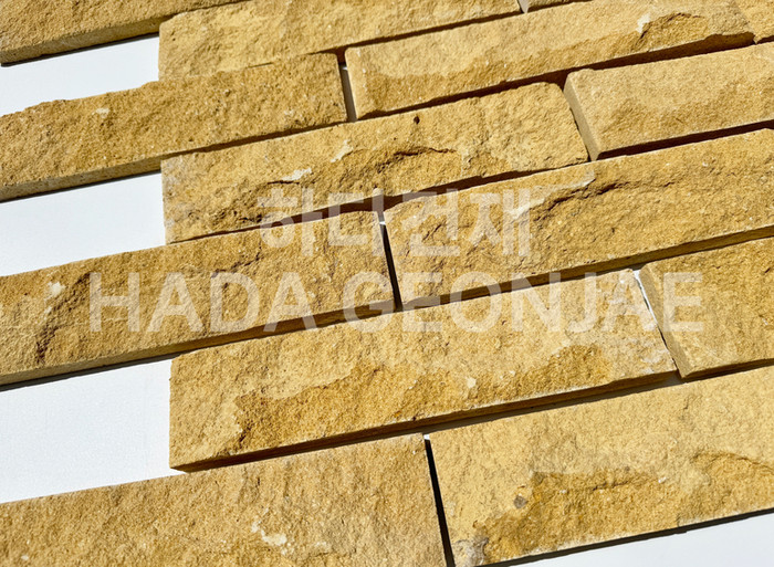 라임스톤 300x70x25T 혹두기스톤 옐로우 / 하다건재 천연석타일