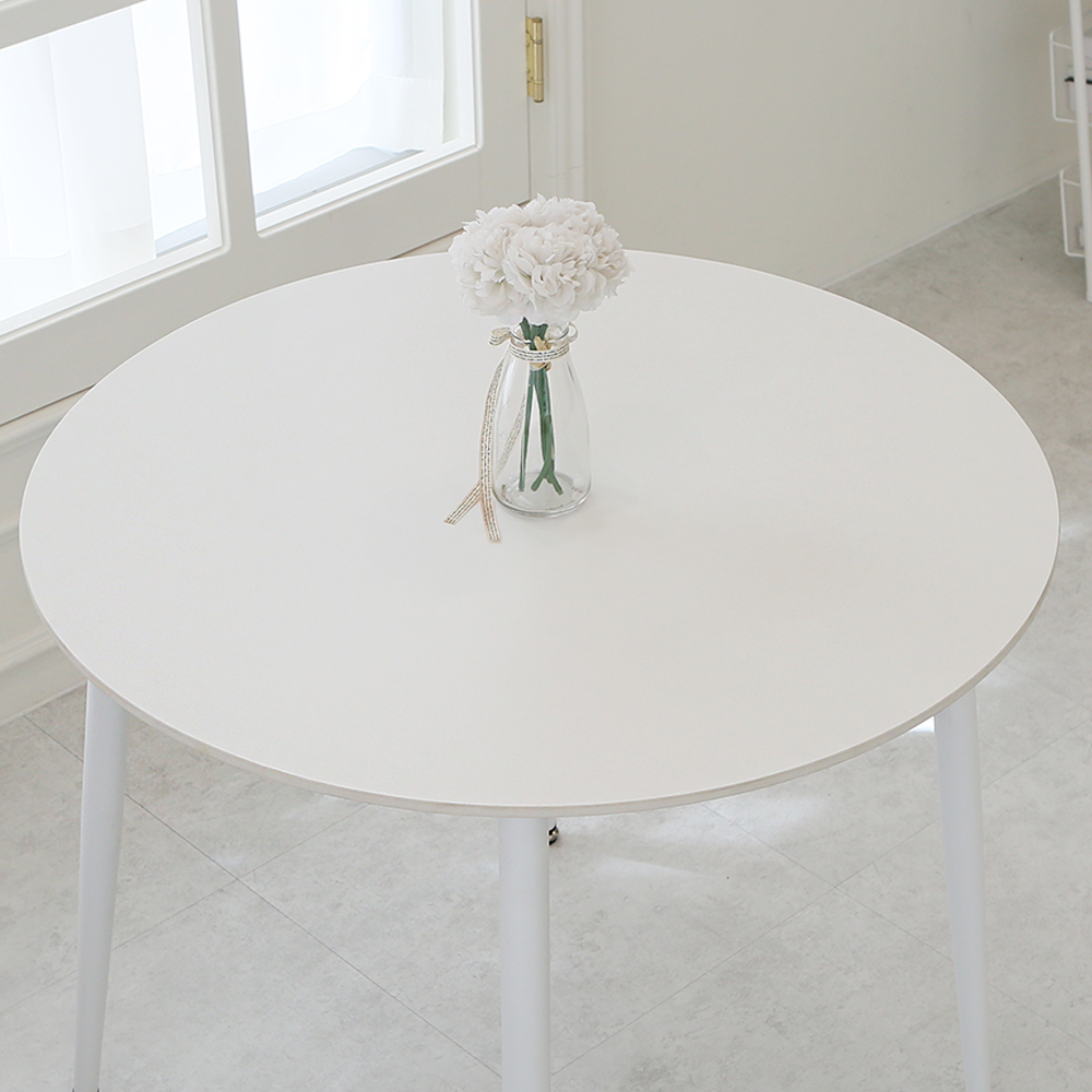 플럼 2인용 세라믹식탁 포세린 화이트 원형 식탁 세트 850 의자 2개