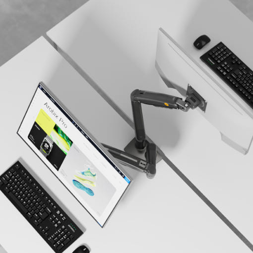 노스바유 NB F160 듀얼 모니터암 설치 후 깔끔해진 책상