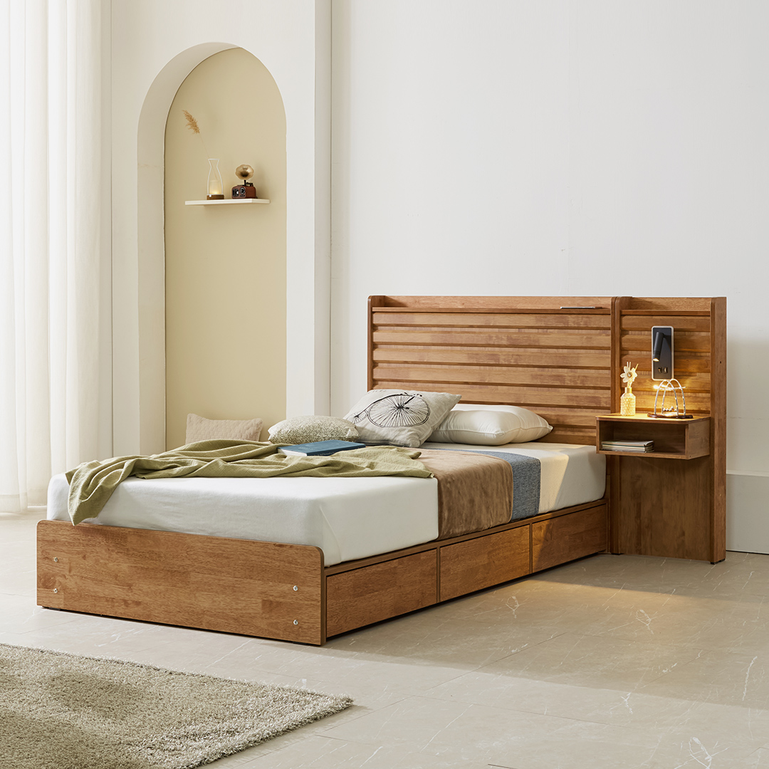 샤를 호텔식 원목 수납 슈퍼싱글 침대