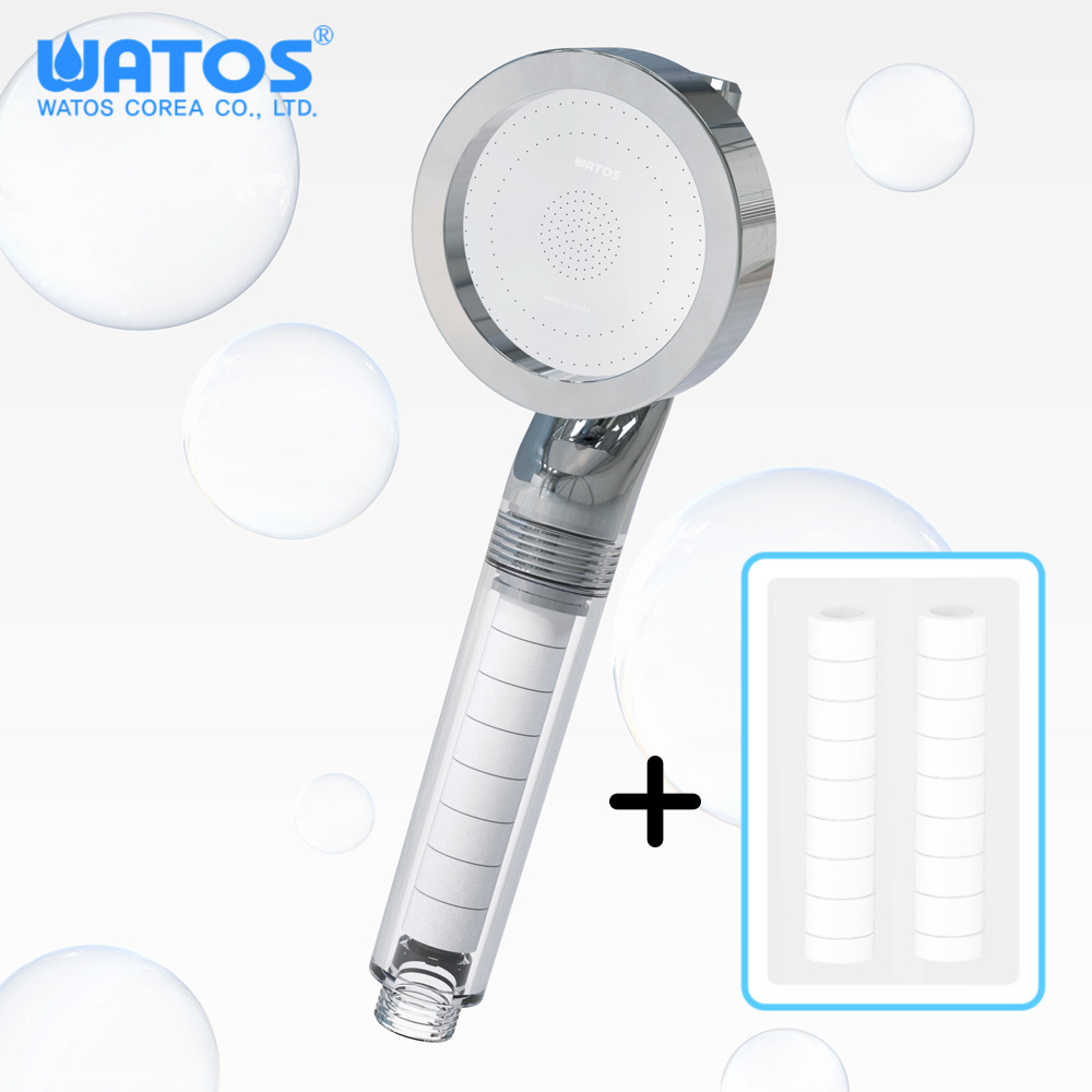 와토스 샤워블러썸 크롬 샤워기헤드1개+필터3개 녹물제거 수압상승