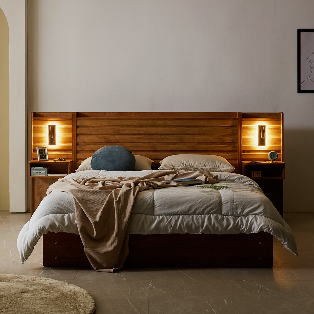 샤를 호텔식 원목 수납 슈퍼싱글 침대