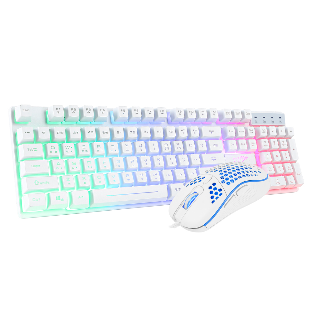 지클릭커 슈퍼 히어로 RGB 게이밍 키보드 마우스 세트 화이트 - 상세 이미지 2